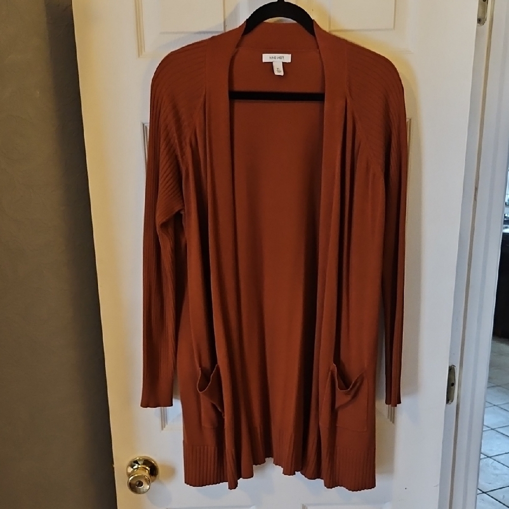 Nine West Women's Open Front Cardigan - Terracotta